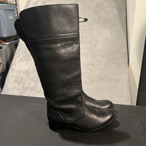 Frye Melissa Trapunto Tall Leather Boots Women's 8 B Black Leather Knee High
